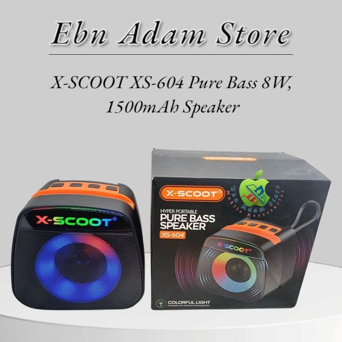 1 (2) X-SCOOT XS-604 Portable Bluetooth Sub Speaker with Ultra Clear Bass & Colorful Light - Image 1
