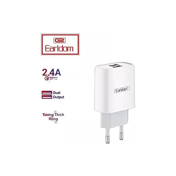 4 Earldom Original Earldom ES-196, 2.4 A Fast Charger, Dual USB (2 Ports) With Micro USB Cable - Image 1