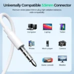 JR-EW01 3.5MM Wired Series Half In-Ear Wired Earphones white/black - Image 3