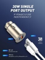 LDNIO 30W Car Charger 2 Fast Charging Ports: Type-C and USB with Micro USB Charging Cable - Image 3