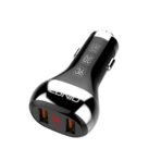 36W Fast Car Charger with 2 USB Ports and LED Display Showing Battery Percentage and Power for Device or Car |