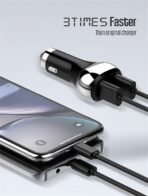 36W Fast Car Charger with 2 USB Ports and LED Display Showing Battery Percentage and Power for Device or Car | - Image 2