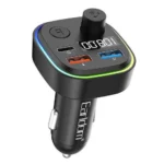 Earldom M84 RGB Bluetooth FM Transmitter 2x USB + PD Type-C 3.1A Fast Charging - Black