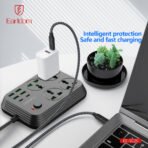 EARLDOM 3000W Office Home EU Plug Socket 2M Power Strip Extension with 2PD 4 USB Ports 4 Power Strip with Overload Protector - Image 4