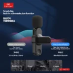 Wireless Lavalier Microphone Portable Gaming Live Mini Mic Broadcast Audio Video Recording Phone Mic