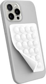 Suction Phone Case Mount, Silicon Adhesive Phone Accessory for iPhone and Android, Hands-Free Fidget Toy Mirror Shower Phone Holder, Tiktok Videos and Selfies (White) - Image 3