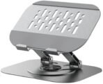 Earldom ET-EH334 Carbon Steel Adjustable Desktop Stand - 360° Rotating Foldable Holder for Tablets - iPads & Smartphones – Silver
