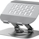 Earldom ET-EH334 Carbon Steel Adjustable Desktop Stand - 360° Rotating Foldable Holder for Tablets - iPads & Smartphones – Silver