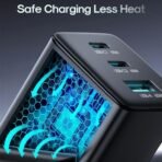 JOYROOM Multi USB Charger GaN JR-TG10 65W with Cable USB-C to USB-C 100W 1.2m (Black) - Image 4