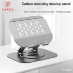 Earldom ET-EH334 Carbon Steel Adjustable Desktop Stand - 360° Rotating Foldable Holder for Tablets - iPads & Smartphones – Silver - Image 2