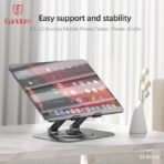 Earldom ET-EH334 Carbon Steel Adjustable Desktop Stand - 360° Rotating Foldable Holder for Tablets - iPads & Smartphones – Silver - Image 3
