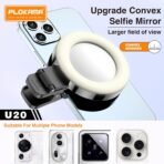 PLOKAMA U20 Ring LED Selfie Mirror Clip, Phone Camera Light with Rechargeable - Image 2