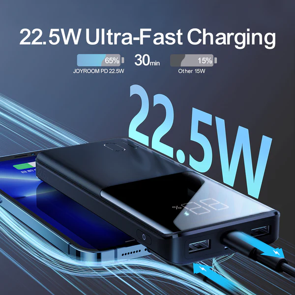 10000mah 22.5W fast charging powerbank with LCD display