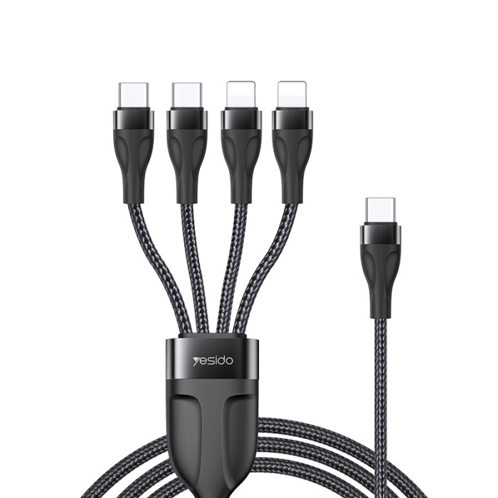 4 in 1 Type-C Data Cable Charging to 2 TC+2 IP Mobile Phone Charging Cable